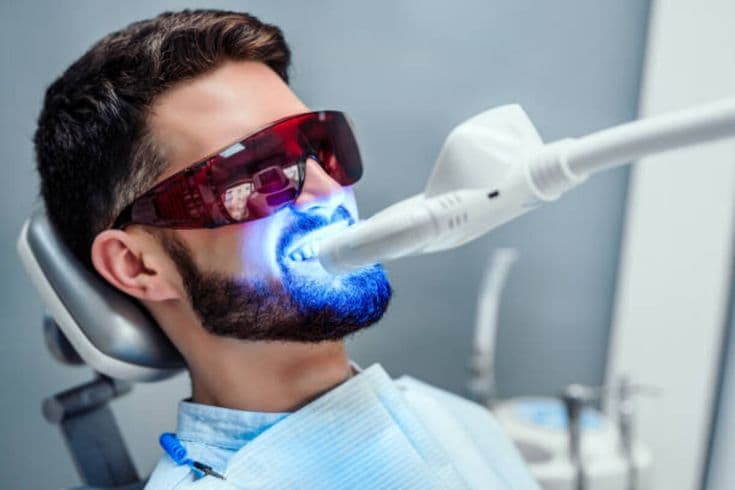 Dental laser treatment in progress