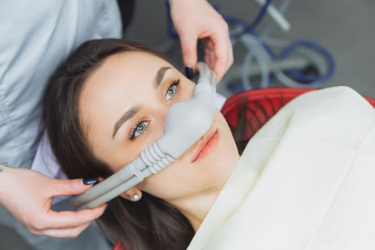 Patient receiving nitrous oxide sedation